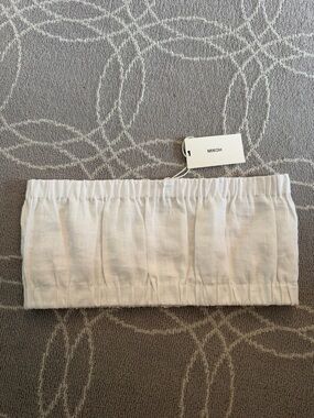 MIKOH white linen strapless crop top